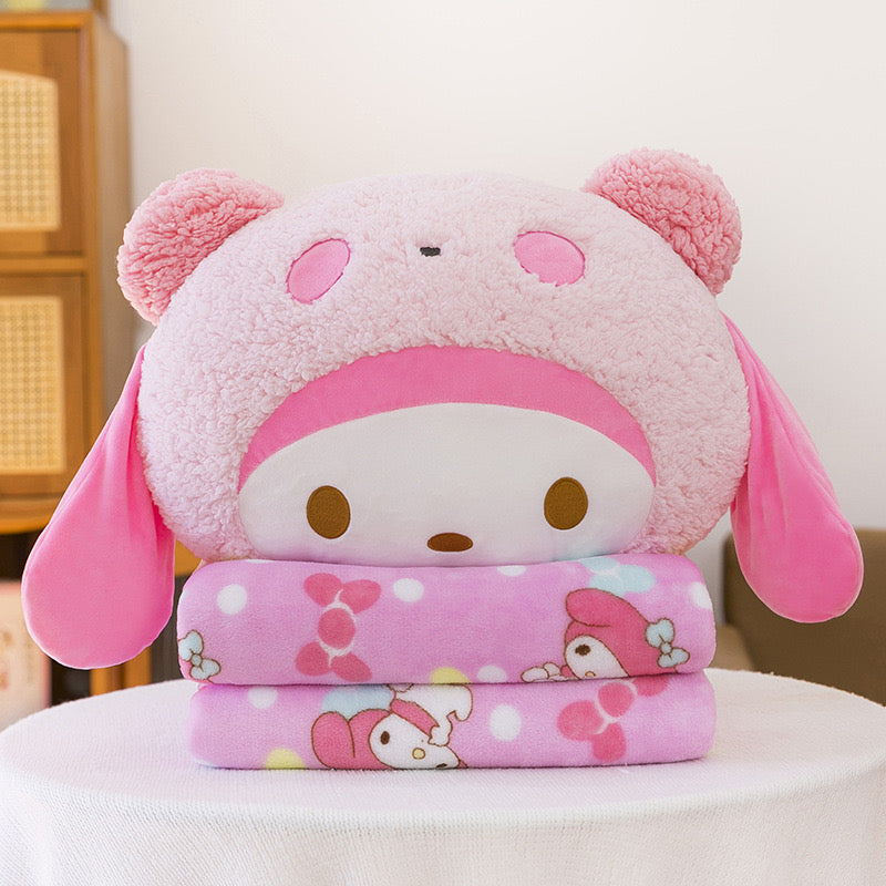 Cute Animal Plush Pillow with Blanket (2-in-1)