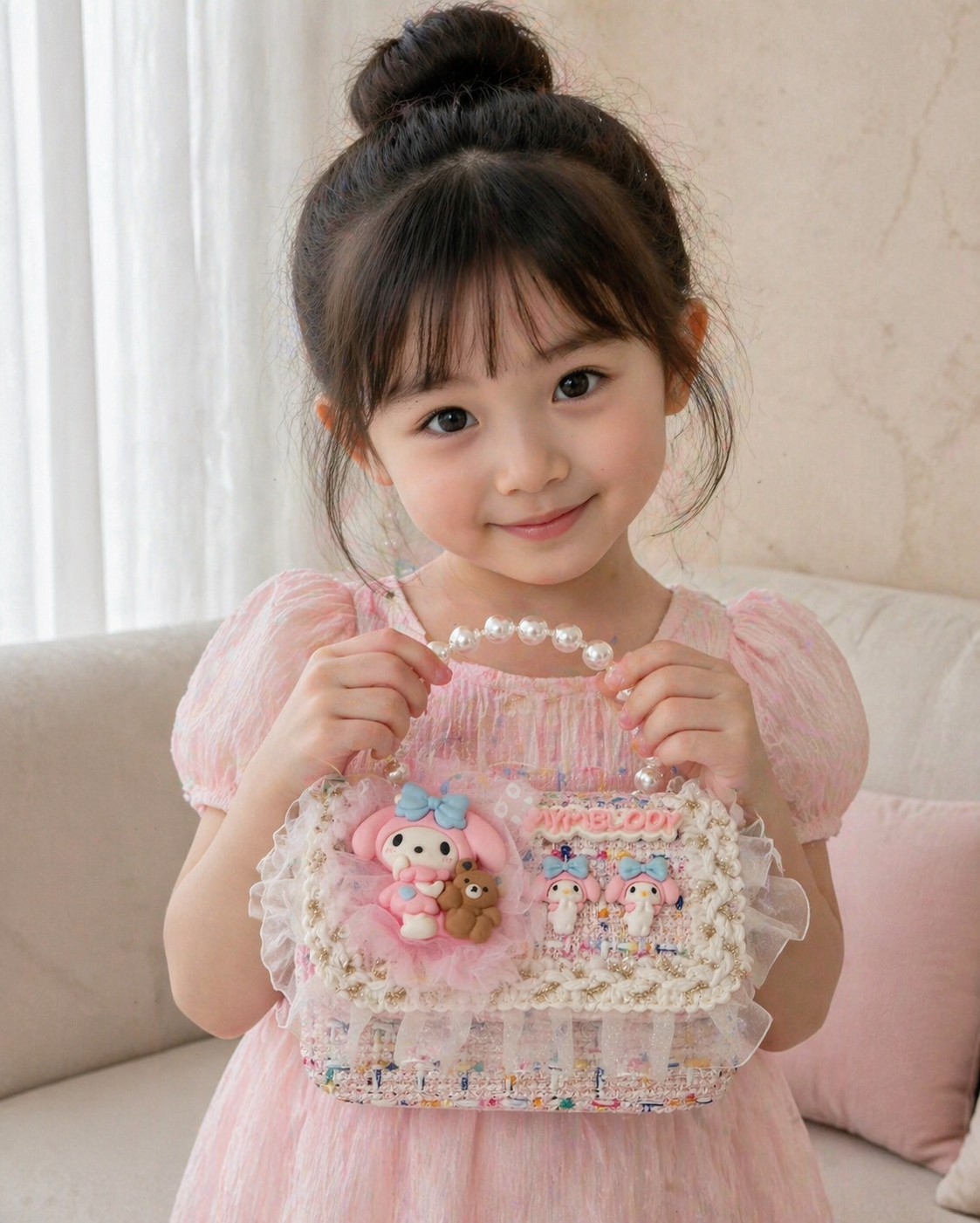 New Pearl Bow Little Fragrance Mini Girls Princess Pearl Handheld Crossbody Accessories Bags