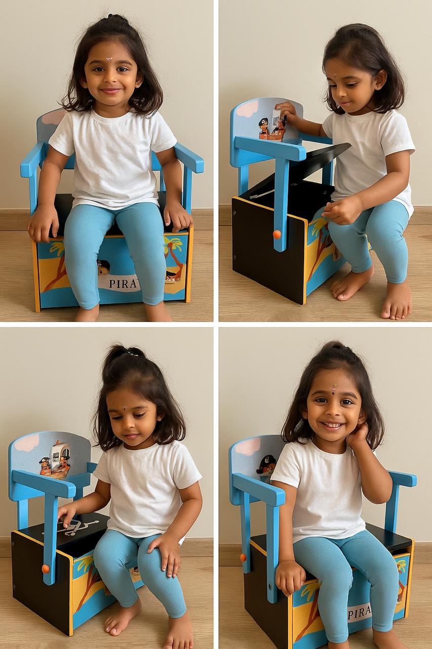 Pirate Chair – 3-in-1 Kids Chair, Storage & Play Station | Premium Wood