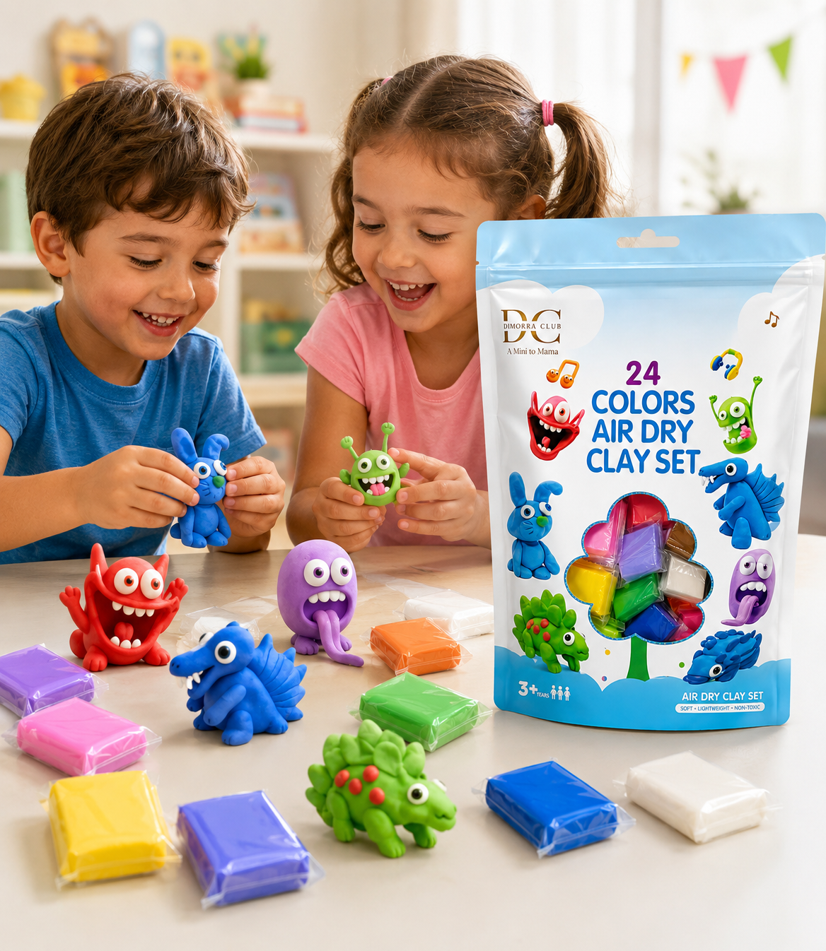 Shape & Create Air Dry Clay Set – 24 Colors
