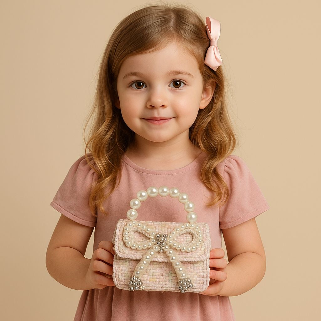 New Pearl Bow Little Fragrance Mini Girls Princess Pearl Handheld Crossbody Accessories Bags