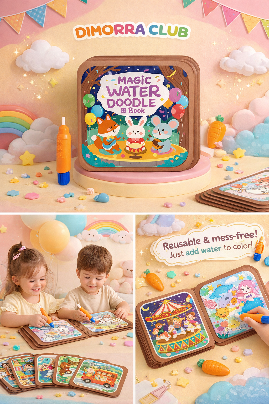 Magic Water Doodle Book โ (8 Fantasy Scenes)