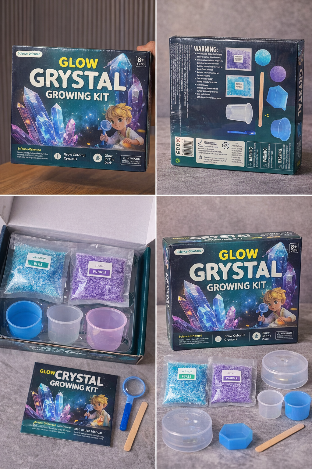 Radiant Rocks β Crystal Growing Kit | Glow Under UV Light | 6 Crystals