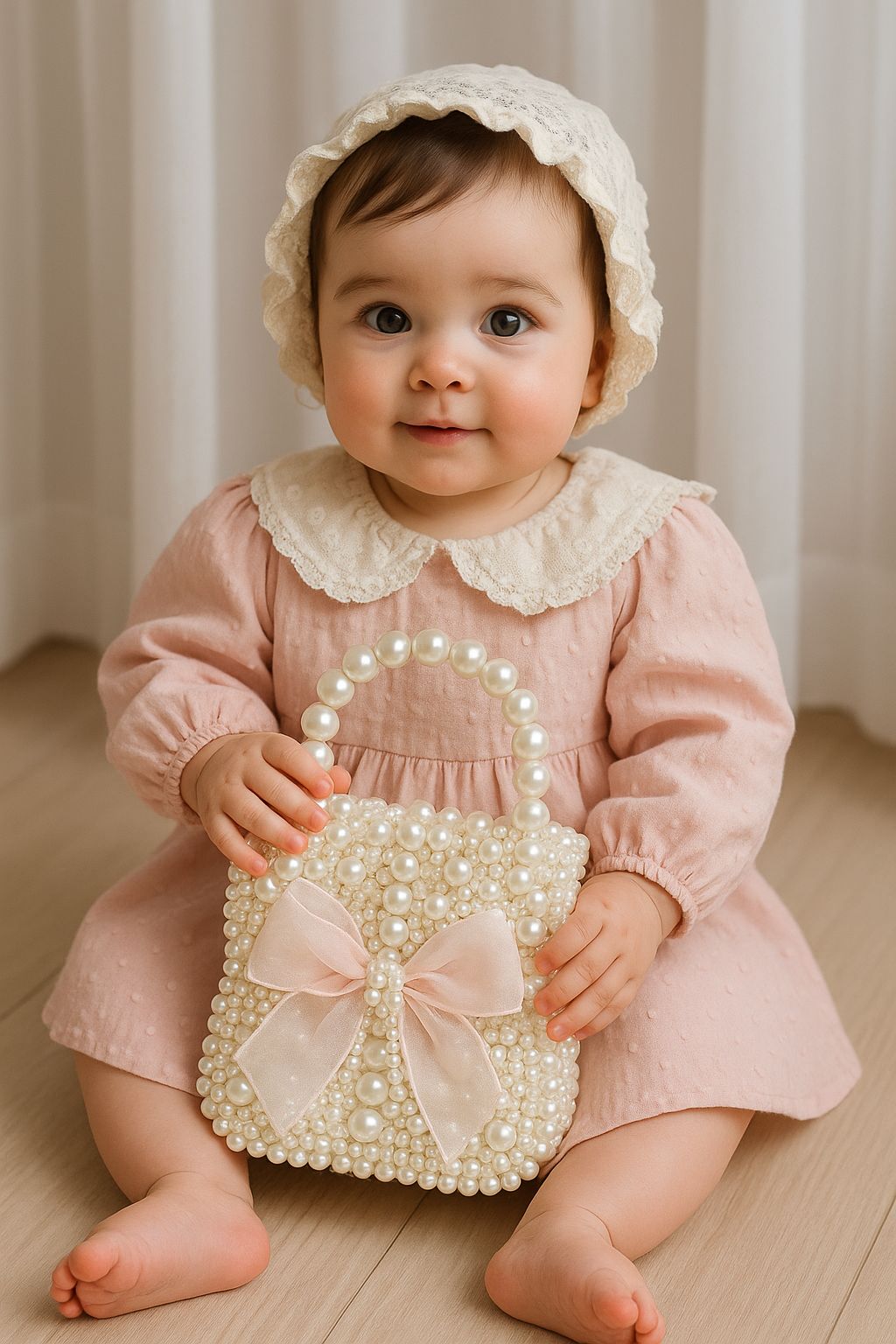 New Pearl Bow Little Fragrance Mini Girls Princess Pearl Handheld Crossbody Accessories Bags