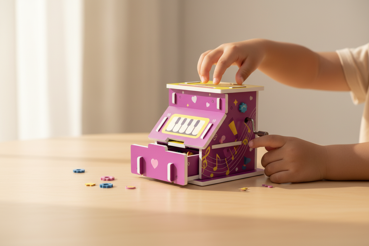 Child interacting with STEM Musical Learning Music Box Toy