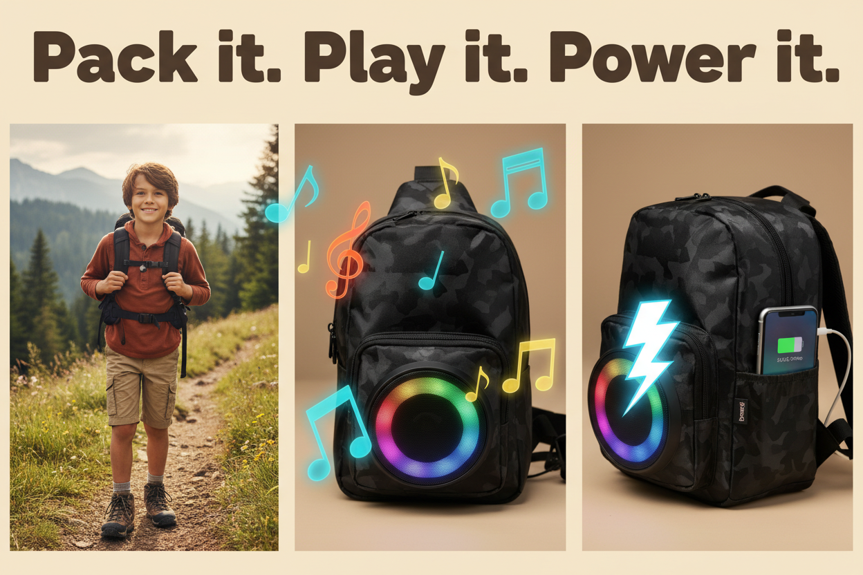 NomadBeat 3-in-1 Pro ā Bluetooth Speaker + Powerbank + LED | Travel Essential