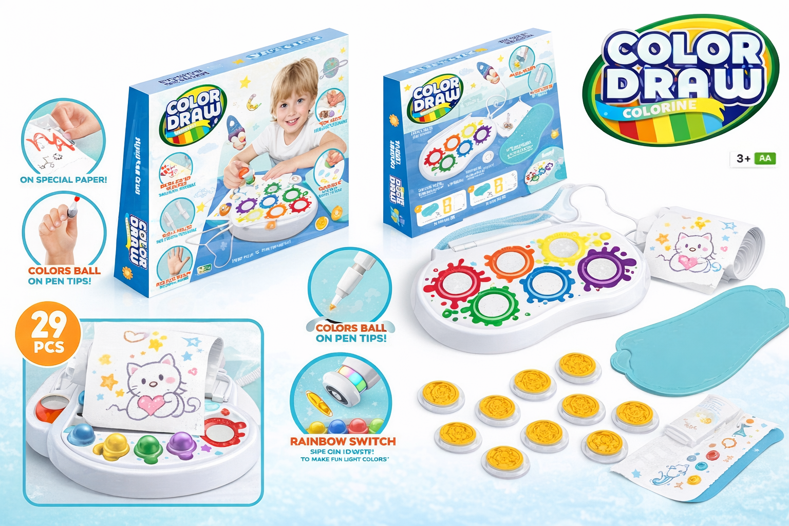 Color Draw Gear Painting & Drawing Kit for Kids โ Creative Art & Craft Toy with Gears and Paints