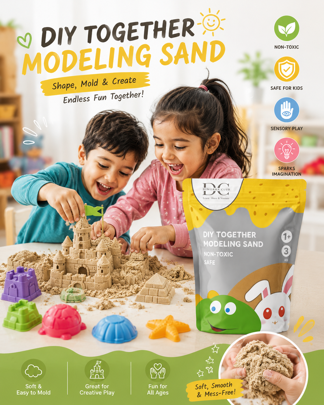 Sensory Sand | Non-Toxic Sensory Play Sand for Kids Ages 3+