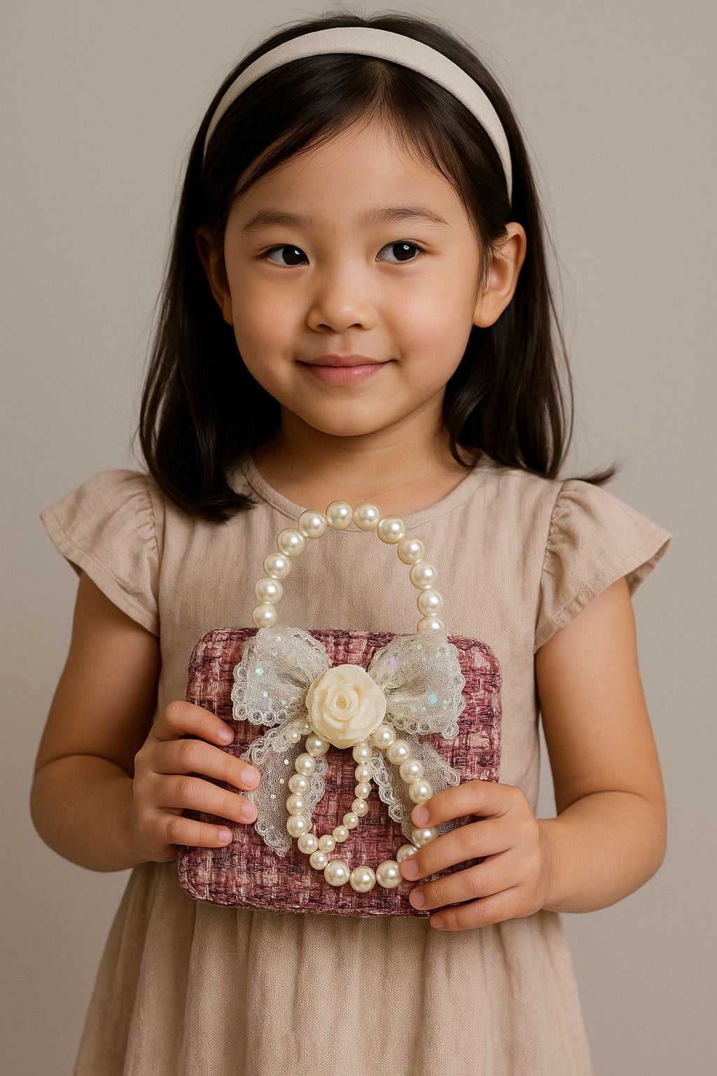 New Pearl Bow Little Fragrance Mini Girls Princess Pearl Handheld Crossbody Accessories Bags