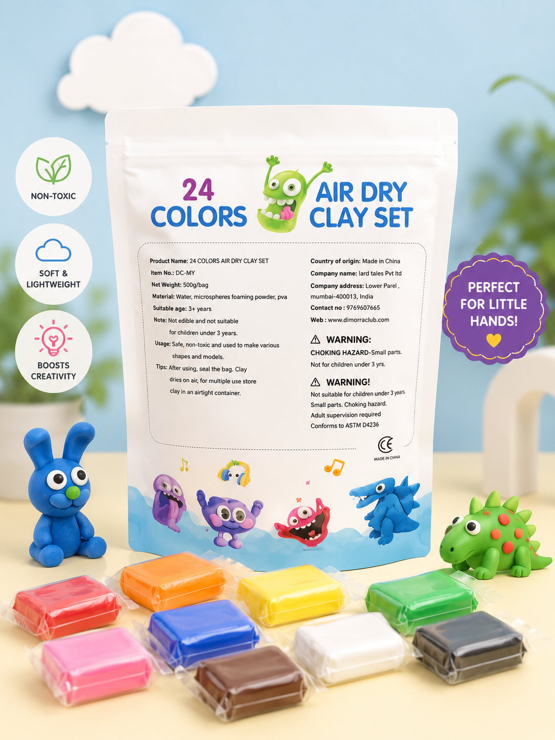 Shape & Create Air Dry Clay Set – 24 Colors
