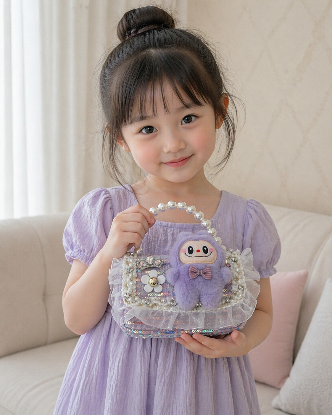 New Pearl Bow Little Fragrance Mini Girls Princess Pearl Handheld Crossbody Accessories Bags