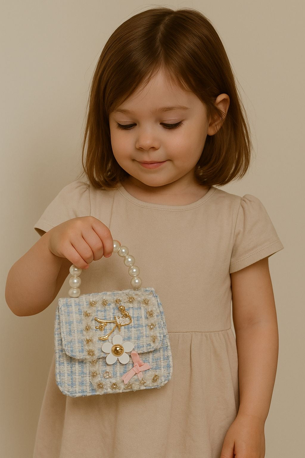 New Pearl Bow Little Fragrance Mini Girls Princess Pearl Handheld Crossbody Accessories Bags