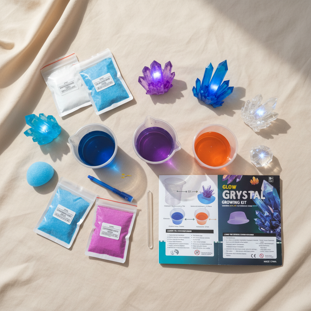 Radiant Rocks – Crystal Growing Kit | Glow Under UV Light | 6 Crystals